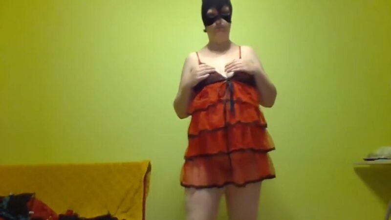 In A Room. Dress-up With Wild Cat