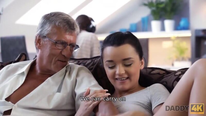 Forbidden Sex Of Old Guy And Step sons Girlfriend Ends With Facial