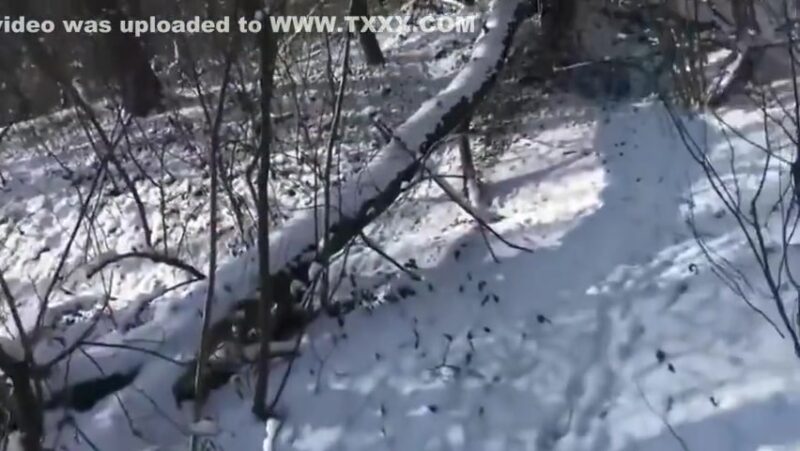 Hot Blonde In The Winter Forest. Sex In The Woods