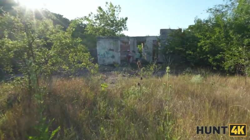 HUNT4K. Hot Russian brunette unleashed herself and fucked in public ruins in front of her BF