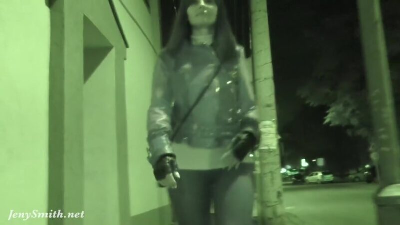 Jeny Smith goes in a club with simless transparent leggings. Teasing a stranger in public place