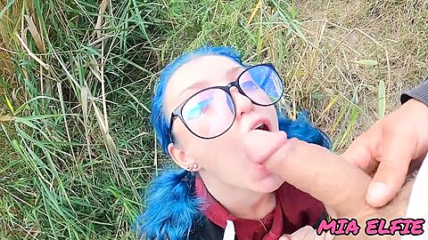 Mia Elfie - Blue-haired Cutie With A Butt Plug, Loves To Have Sex And Suck Dick Near The River