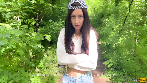 Caught A Girl Drawing Graffiti And Fucked Her In The Forest - Cum In Panties